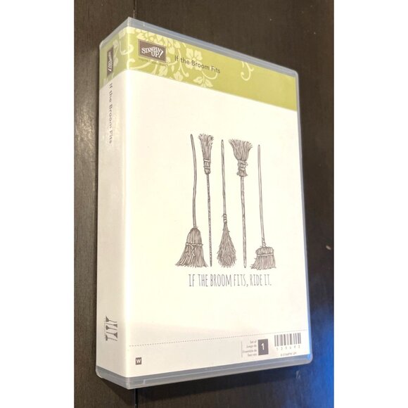 Rare RetirStampin Up! Rubber Stamp "If The Broom Fits" 139693 unmounted hallowee - Picture 2 of 4
